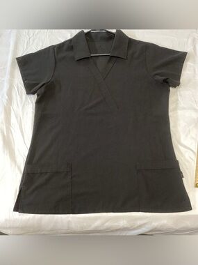 Jockey SCRUB TOP Black V-Neck CROSS OVER COLLARED Scrub Top